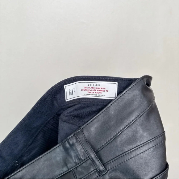 Gap Womens 29 High Rise Vegan Leather 70s Flare Pant - Picture 9 of 14